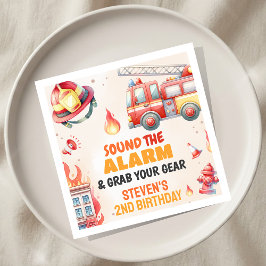 Ljud alarm brandbil baby shower pappersservett