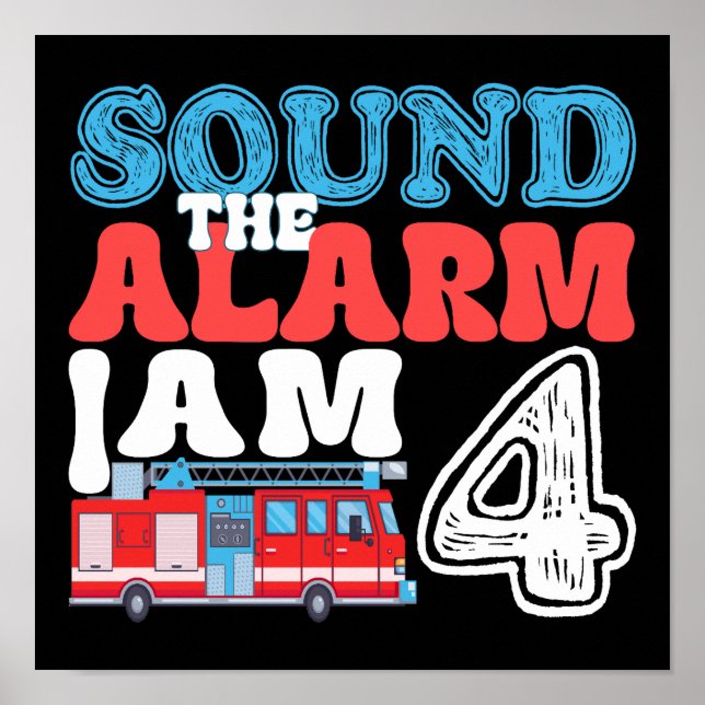 Ljud Alarm I är 4 4e födelsedagen Kids Poster (Framsidan)