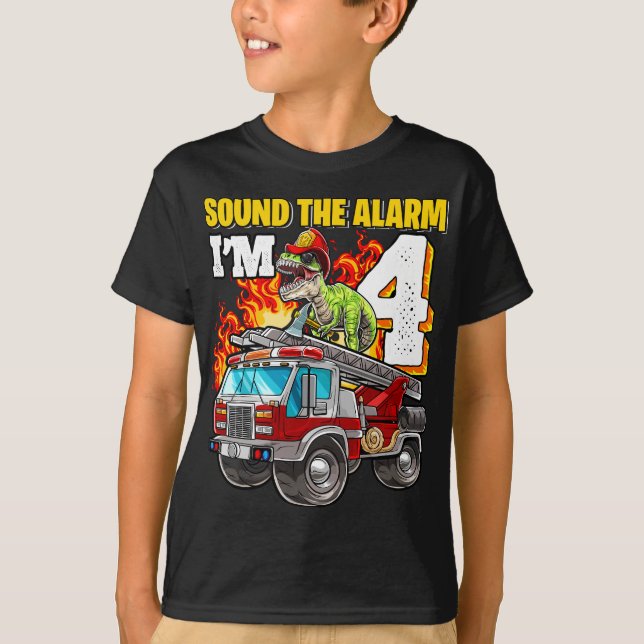 Ljud, Alarm I är 4 Dinosaur-brandman 4:e bir T Shirt (Framsida)