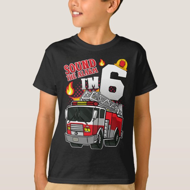 Ljud Alarm I är 6 brandgator Boy T Shirt (Framsida)