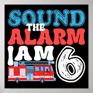 Ljud Alarm I är 6-brandman 6e-födelsedagen Poster