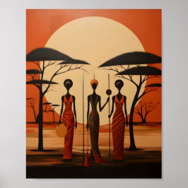 Ljud av afrikanska flickor Minimalistisk afrikansk Poster