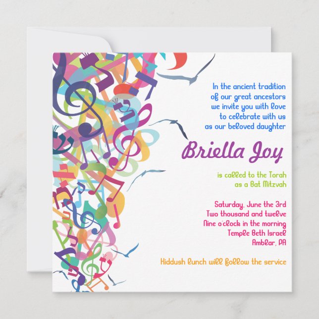 LJUD AV den Mitzvah för TORAH-fladdermösspub Inbjudningar (Framsida)