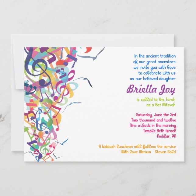 LJUD AV den Mitzvah för TORAH-fladdermösspub Inbjudningar (Framsida)