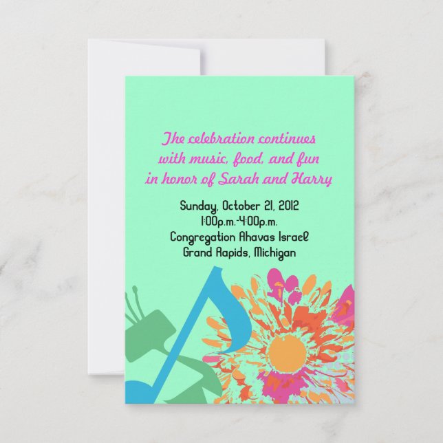 LJUD AV DET TORASKA FLÖDET Bat mitzvah Party-Korte Inbjudningar (Framsida)