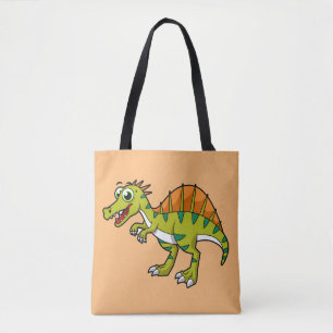 Ljud av en leende spinosaurus. tygkasse
