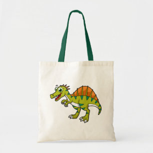 Ljud av en leende spinosaurus. tygkasse