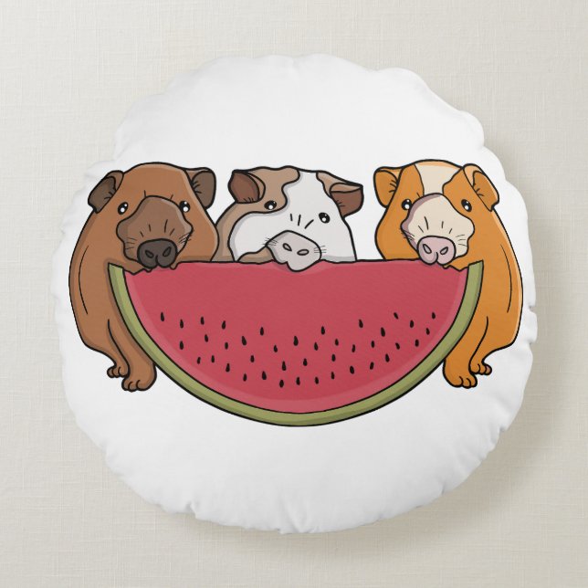 Ljud av Grisar och Watermelon Rund Kudde (Framsidan)
