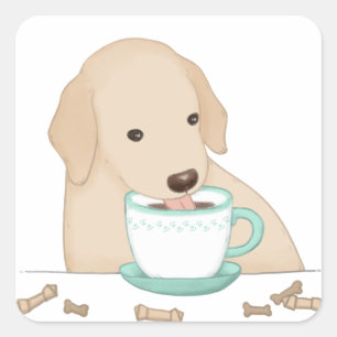 Ljud av Hund, kaffe och dryck Fyrkantigt Klistermärke