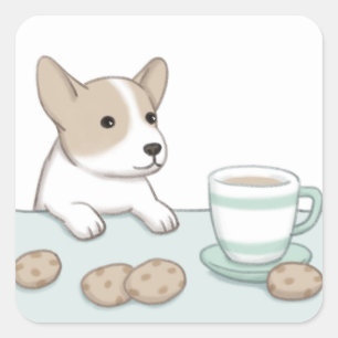 Ljud av Hund, kaffe och kakor Fyrkantigt Klistermärke