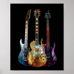 Ljud av musik. Färgorienterad gitarr Poster
