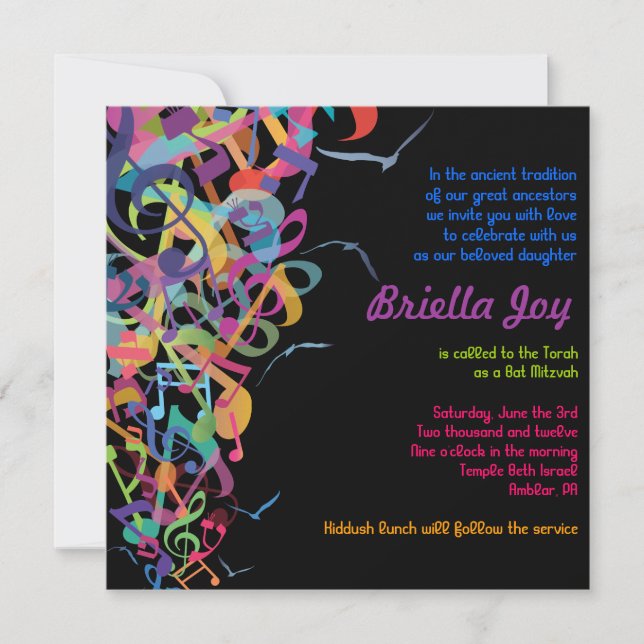 LJUD AV TORAH Fladdermus Pub Mitzvah-inbjudan Inbjudningar (Framsida)