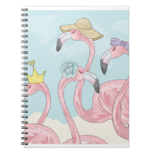Ljud bakgrund med flamingor. Sommarbakgrund Anteckningsbok