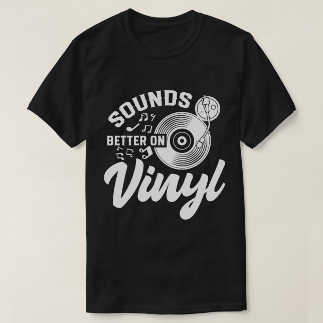 Ljud bättre på Vinyl Retro Music T-Shirt (Design framsida)