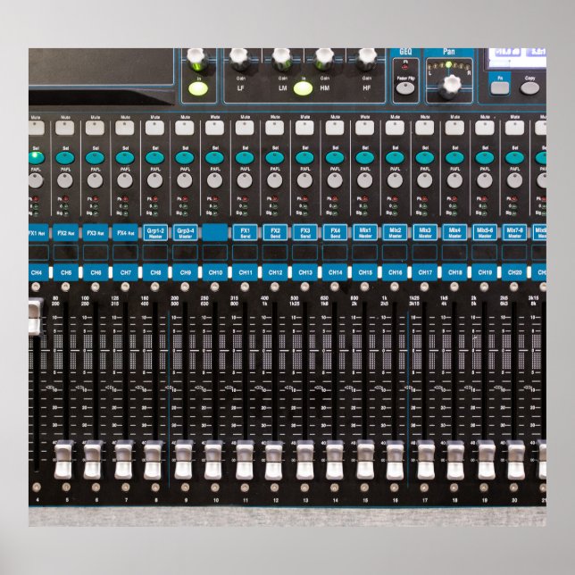 Ljud-blandarkontroll, händelselska. poster (Framsidan)