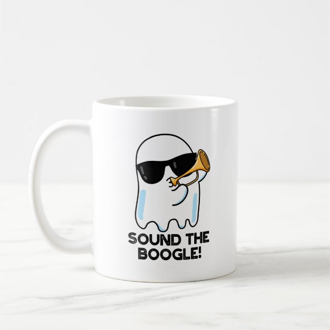 Ljud Boogle Funny Ghost Bugle Pun Kaffemugg (Vänster)