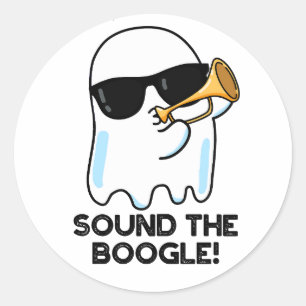 Ljud Boogle Funny Ghost Bugle Pun Runt Klistermärke
