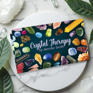 Ljud Crystals och Gemstones på Mörk Emerald Visitkort