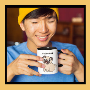 Ljud före kaffe efter kaffe Pug Mugg