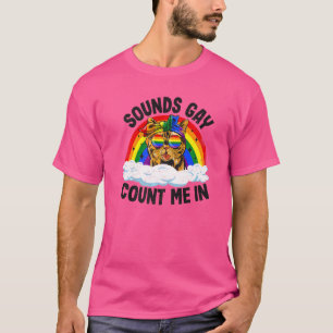 Ljud Gay Count mig in Cat Rainbow Flagga LGBT Gay T Shirt