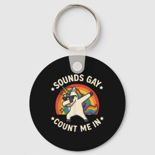 Ljud Gay Count mig in i Unicorn Dabbing Lgbt Pride Nyckelring