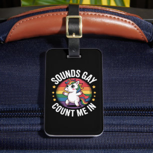 Ljud Gay Count mig in Unicorn Rainbow HGBTQ Pride Bagagebricka
