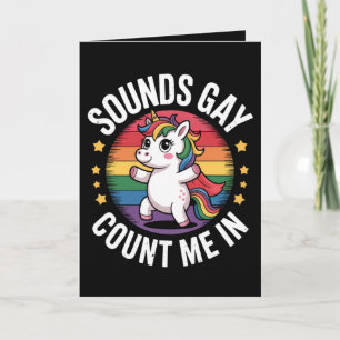 Ljud Gay Count mig in Unicorn Rainbow HGBTQ Pride Kort