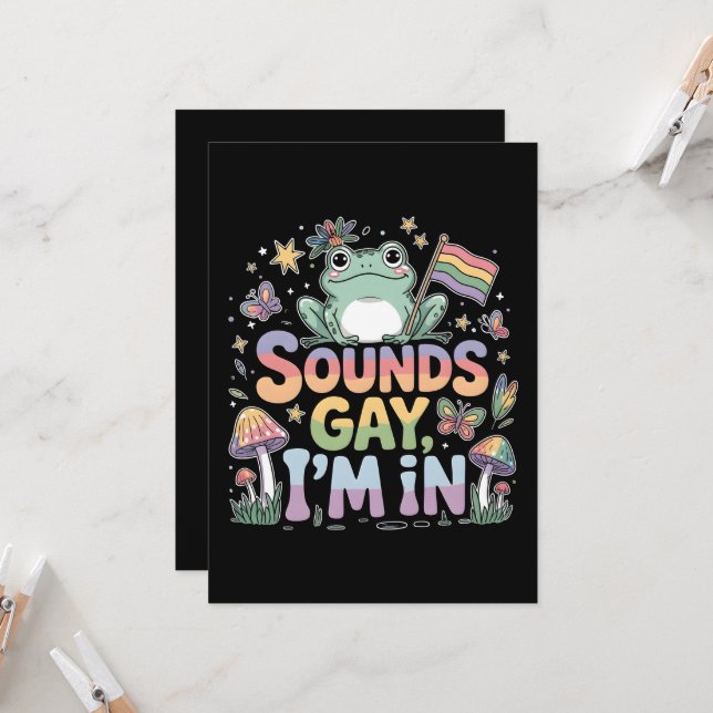 Ljud Gay I är i groddjursdesign Inbjudningar (Fram/Back In Situ)