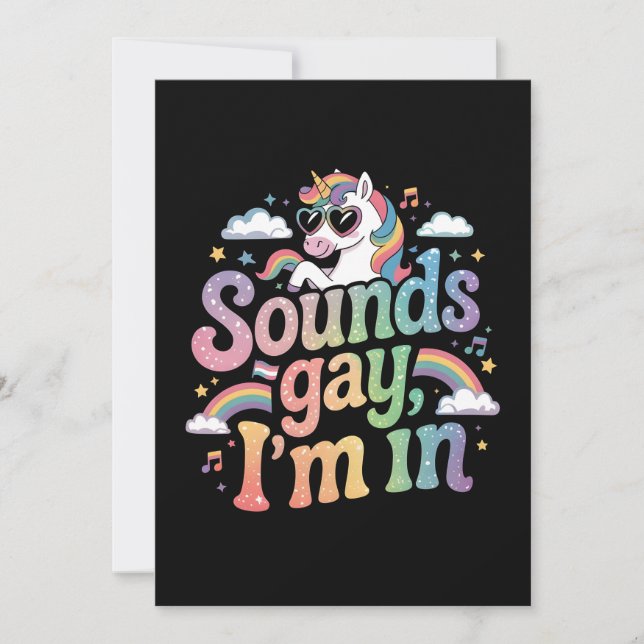 Ljud gay I är i HBT-pridets regnbågsunicorn Inbjudningar (Framsida)