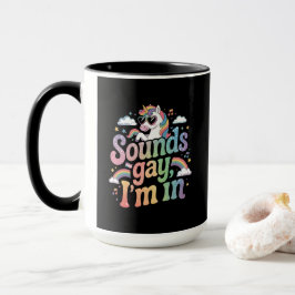 Ljud gay I är i HBT-pridets regnbågsunicorn Mugg