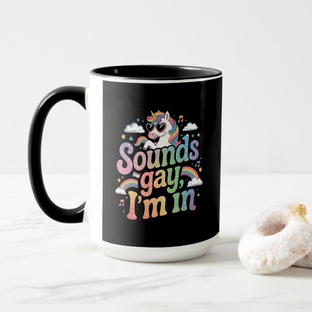 Ljud gay I är i HBT-pridets regnbågsunicorn Mugg (Med munk)