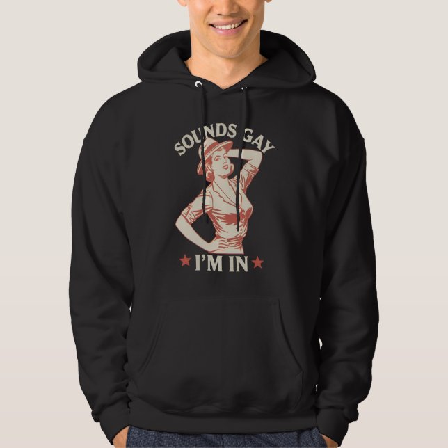 Ljud Gay I är i Lesbisk Cowgirl Howdy HGBTQ Hoodie (Framsida)
