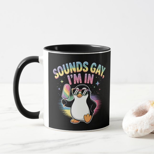 Ljud Gay I är i Pridets månadsdesign - Penguin Mugg (Med munk)