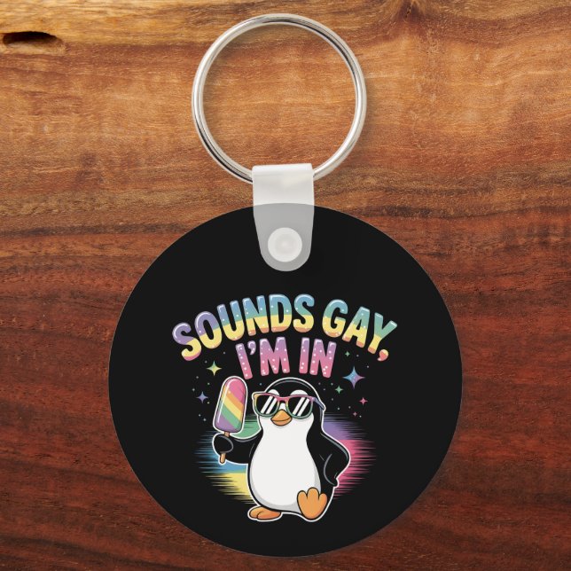 Ljud Gay I är i Pridets månadsdesign - Penguin Nyckelring (Framsida)