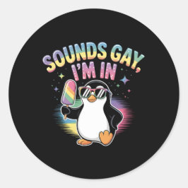 Ljud Gay I är i Pridets månadsdesign - Penguin Runt Klistermärke