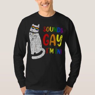 Ljud Gay I är i regnbåge, Pride Retro Cat Gay T Shirt