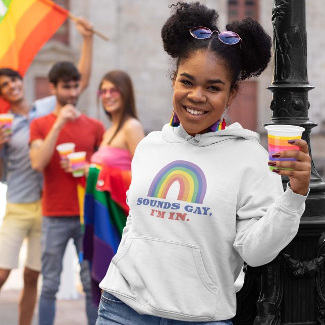 Ljud Gay I är i T Shirt (gay pride rainbow women's hoodie)