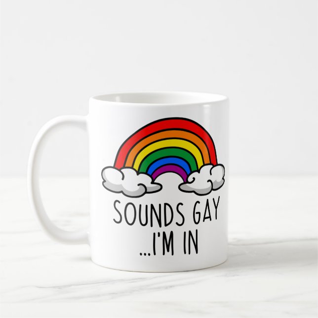 LJUD GAY I, Cute Rainbow Kaffemugg (Vänster)