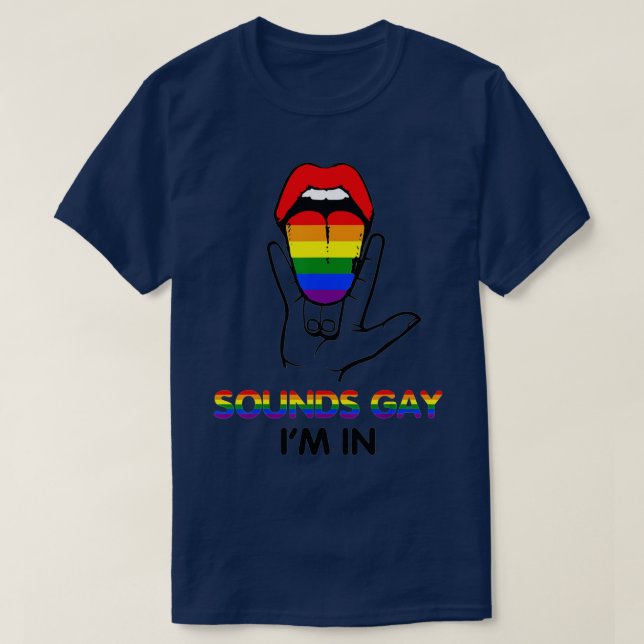 Ljud Gay II in med regnbåge Flagga i Pride månad T Shirt (Design framsida)