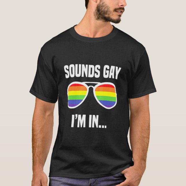 Ljud Gay Im i Pridet Rainbow Sunglass Lgbt T Shirt (Framsida)