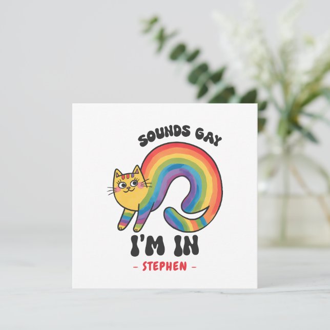 Ljud Gay, jag är i - Pridet Rainbow Cat HGBTQ (Stående Fram)
