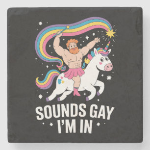 Ljud Gay Jag Är Man I Skjorta Enhörning LGBTQ Stenunderlägg