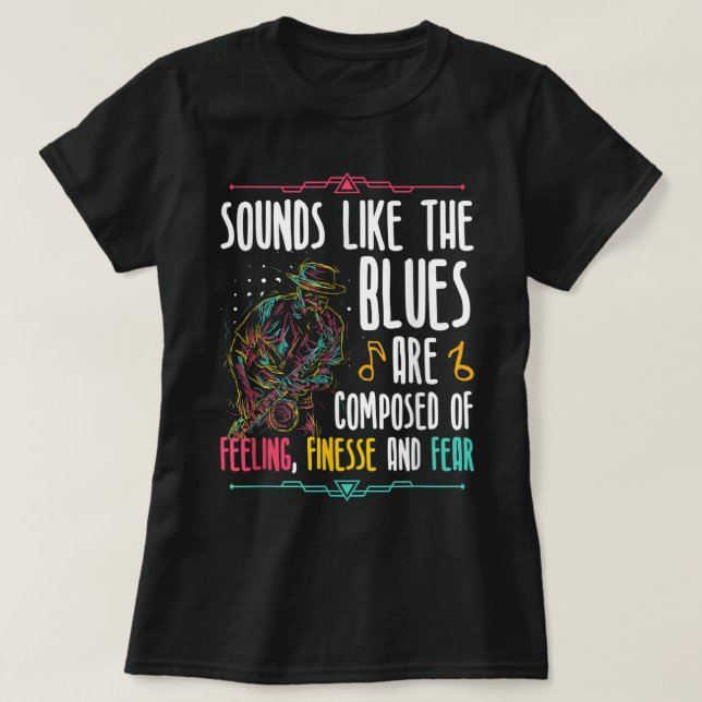 Ljud gillar Blues Musician Jazz och Blues Music T Shirt (Design framsida)