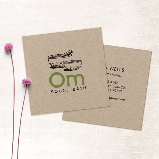 Ljud Healing Tibetian Singing Bowls Fyrkantigt Visitkort (Skapare uppladdad)