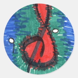"Ljud i rött" Abstract Design Sticker Runt Klistermärke