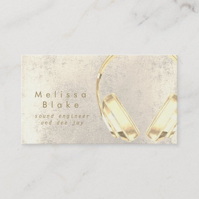 ljud ingenjör dee jay faux guld hörlurar visitkort (Framsida)