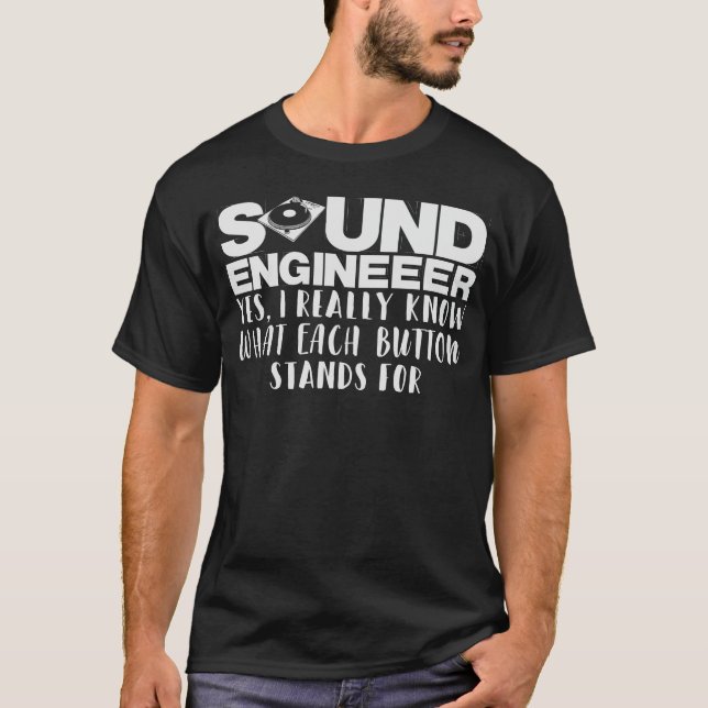 Ljud Ingenjör Mixer Joke Turntable Audiophile T Shirt (Framsida)