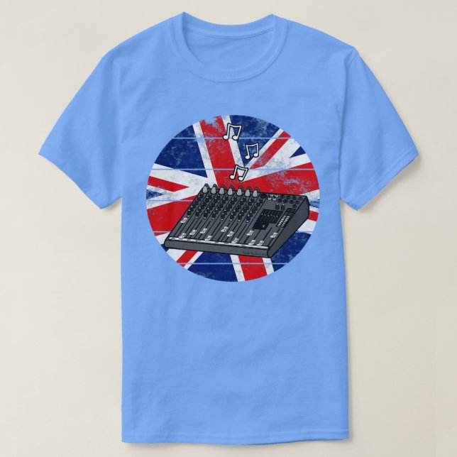 Ljud Ingenjör UK Flagga British Musician T Shirt (Design framsida)