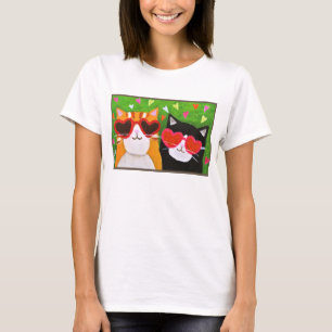 Ljud katt med hjärtglasögon Cat Folk Art T Shirt