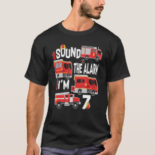 Ljud Larm jag är 7 Birthday Boy Fire Lastbil Fire T Shirt